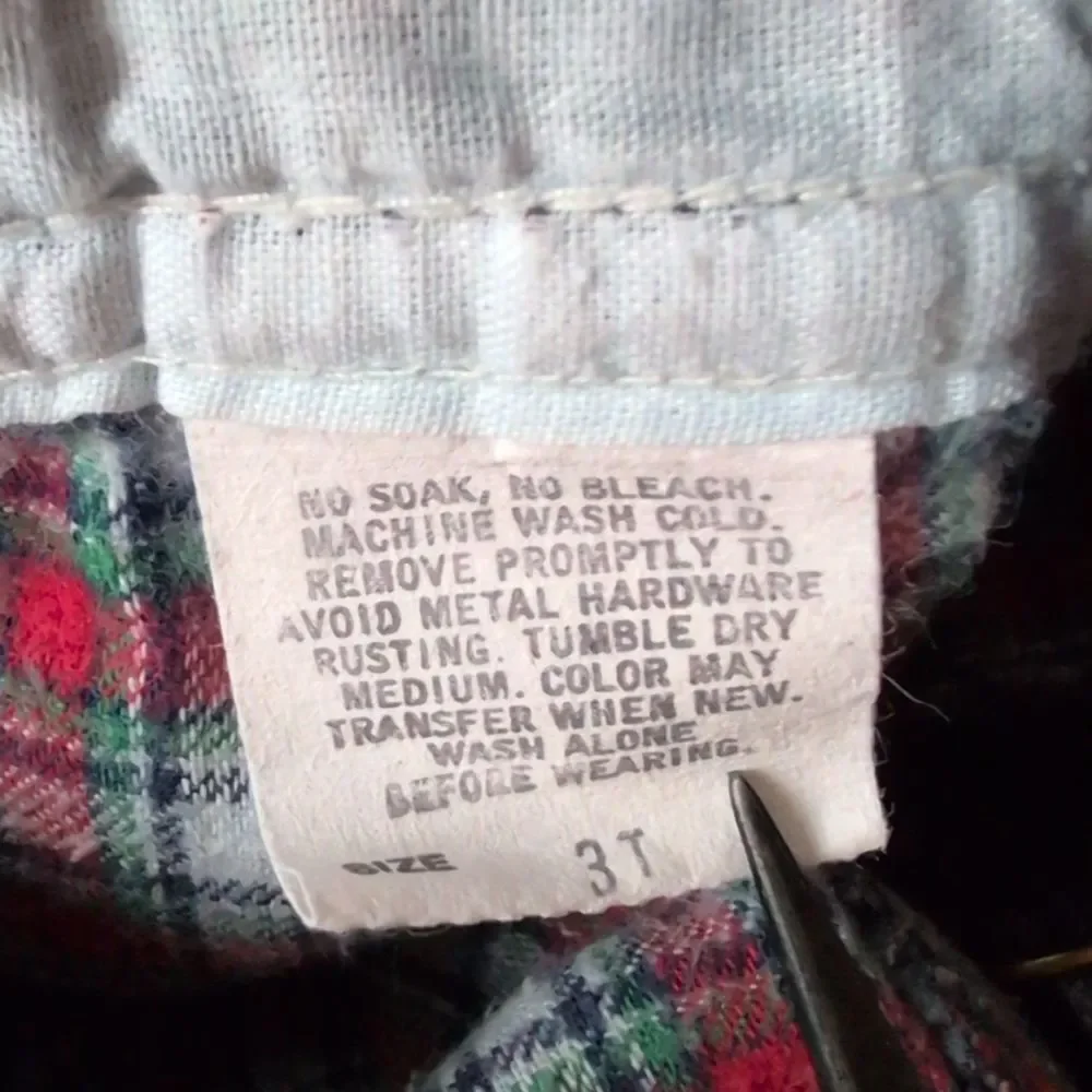 Oshkosh b'gosh vintage‎ blue denim flannel lined patchwork overalls size 3T